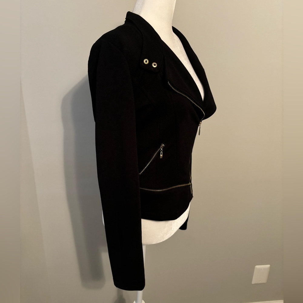 PRIVY Gold Accent Black Asymmetrical Moto Jacket - Picture 4 of 8